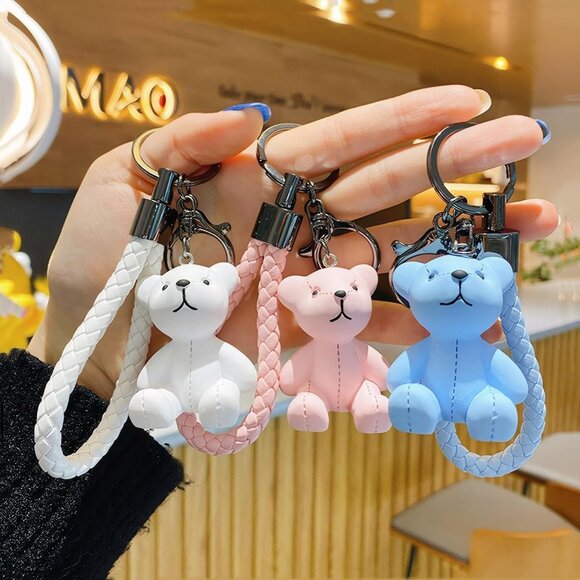 Bear Resin Keychain Bear Key Ring Bag Charm for Car Keys, Backpack Accessories,D - Picture 4 of 6
